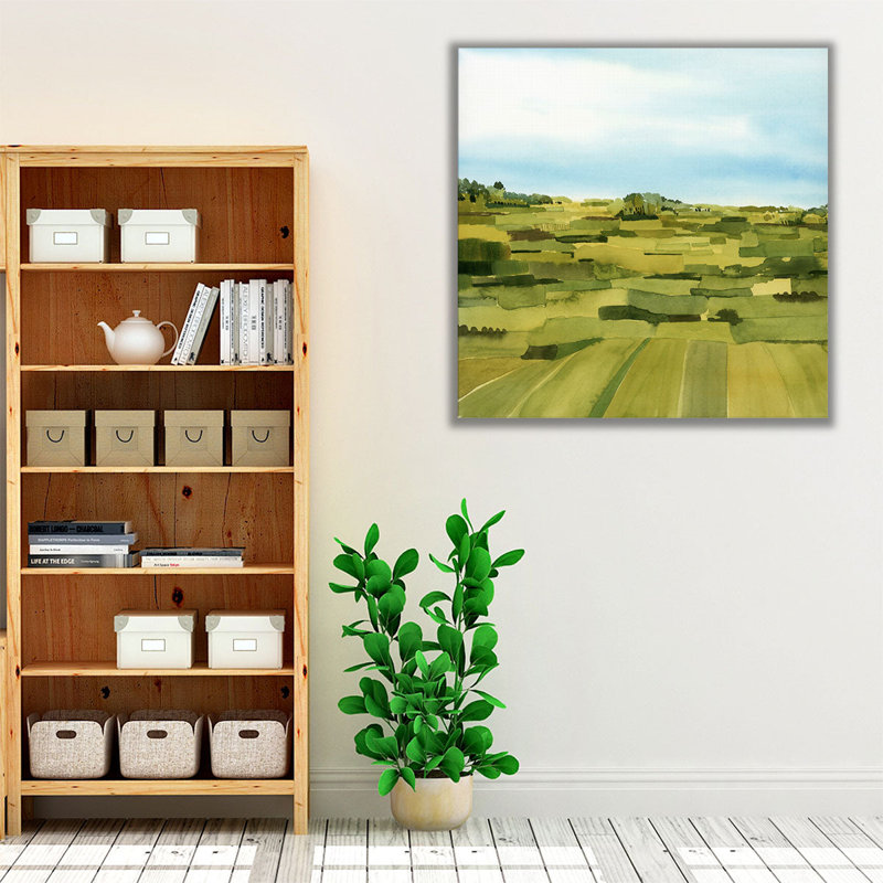 «Green Gold Valley I», reproduction d'art sur toile, H 12 po x l 12 po