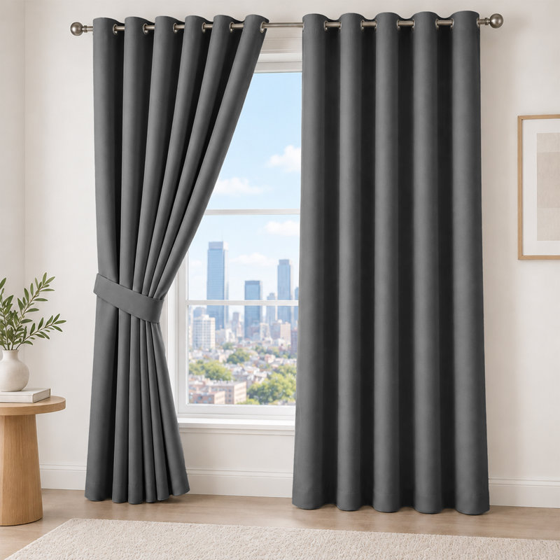 Trina Polyester Blackout Curtain, 228cm Width x 228cm Drop, Beige