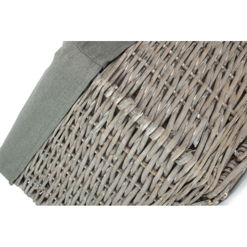 House of Hampton Wicker Decorative Basket, 25cm H x 50cm W x 42cm D, Grey Wash/Grey Lining