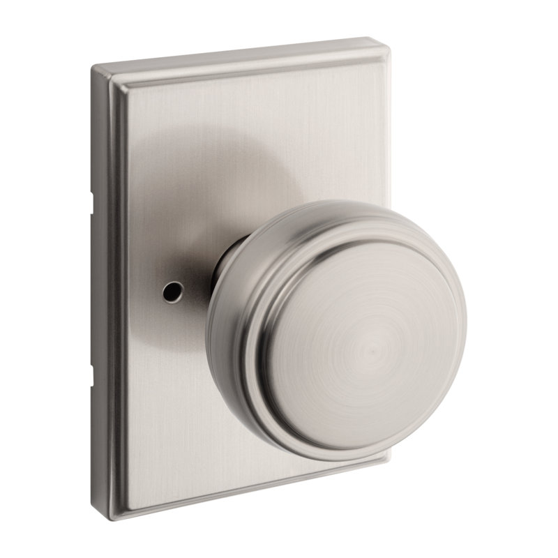 Sora Bed/Bath Knob w/ Rectangular Rose , Satin Nickel