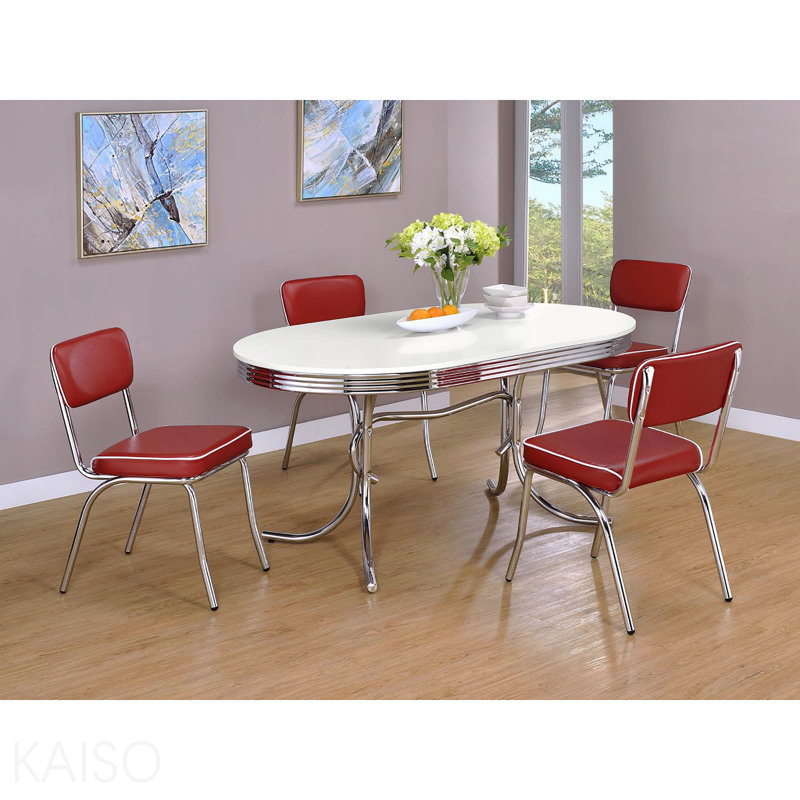 White And Chrome Oval Dining Table