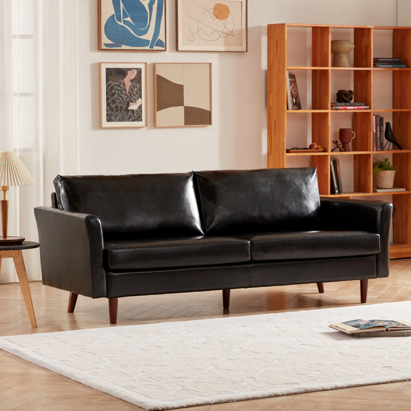 Bobur 80.3'' Faux Leather Sofa, Black