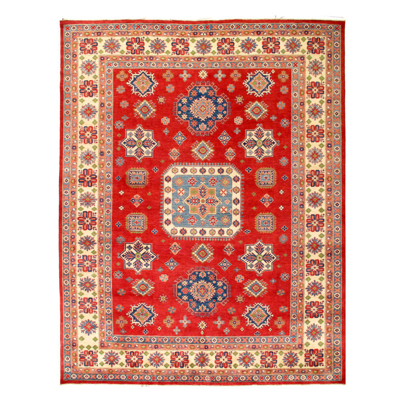 Tapis Kazak finement noué à la main 9 pi x 11 pi 7 po