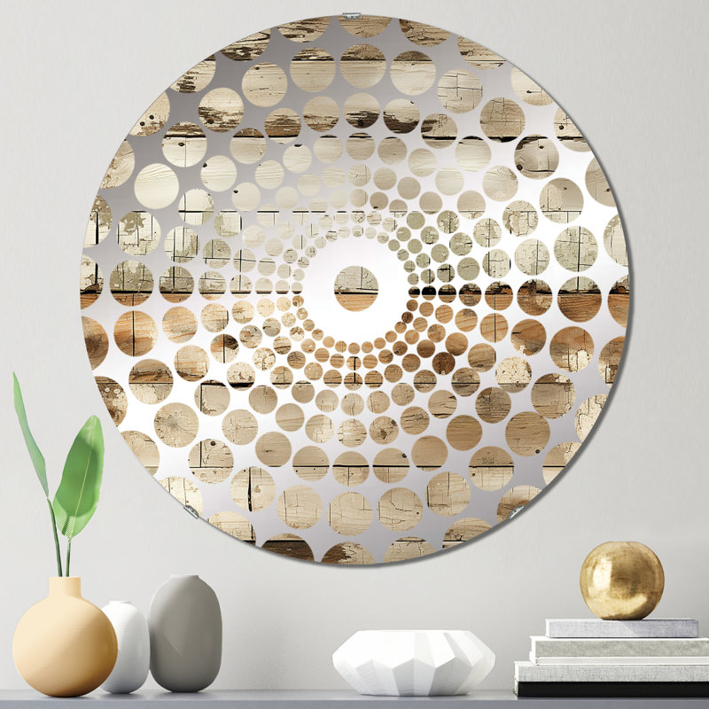 Rustic Farmhouse Weathered Planks - Concentric Circles Decorative Mirror, 23.6" x 23.6"