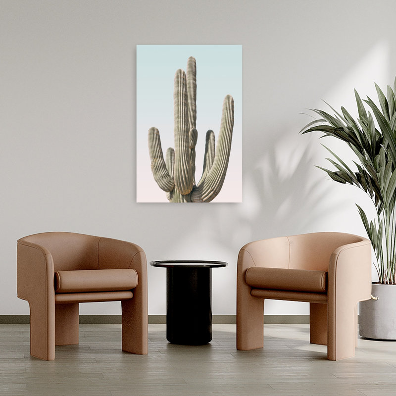 Art contemporain contemporain avec cactus, H 36 po x l 24 po