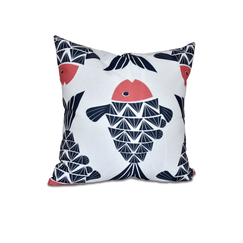 Beach Vacation Outdoor Reversible Throw Pillow, Navy Blue, 20" H x 20" W