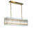 Longinus 38'' 5-light Modern Antique Gold Rectangular Dining Chandelier With Fluted Glass Panel Shade