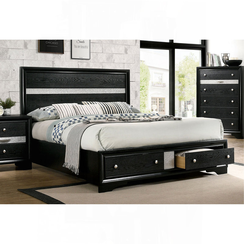 1pc lit grand contemporain noir 1pc