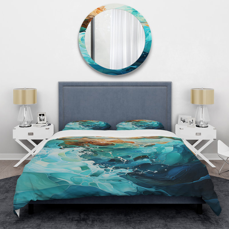 Ensemble de housse de couette Aqua Dream Rush Flow 4 - Abstract Collages, Housse de couette pour grand lit
