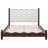 Queen Size Wood Platform Bed with Upholstered Scalloped Headboard – Modern Black/White Bedroom Furniture, Espresso Frame+Beige Fabric-1156450437-1156450554