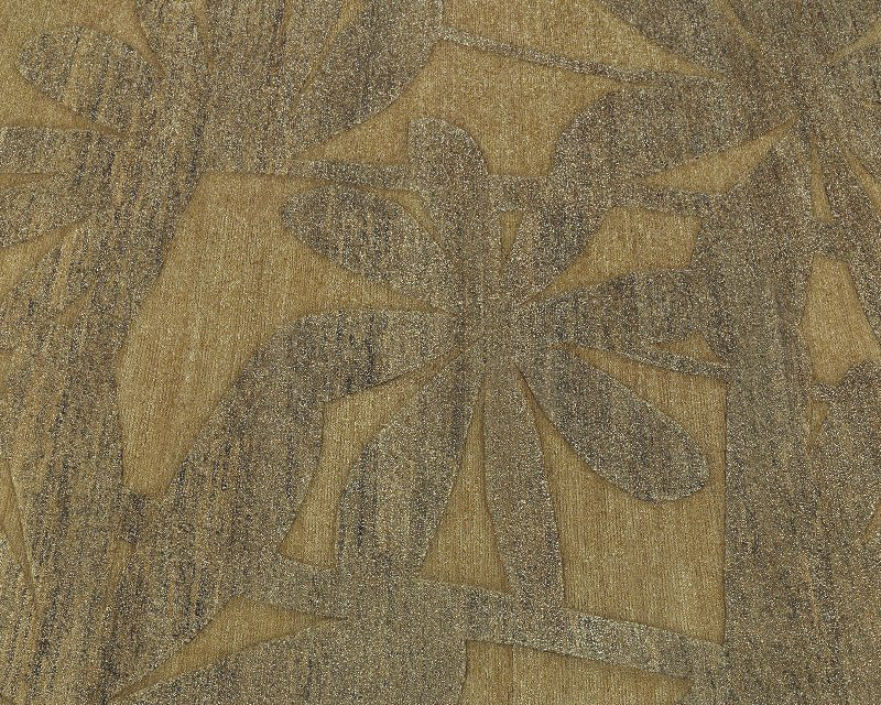 Paradise Floral Area Rug in Gold/Taupe, Rectangle 2' x 3'