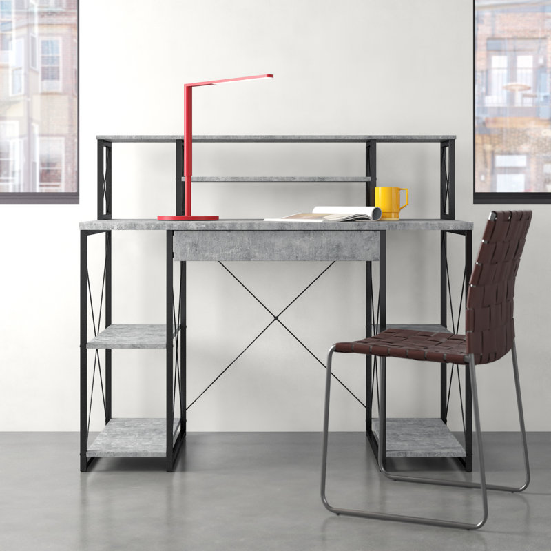 Capital Recording Studio Desk with Hutch, Gray