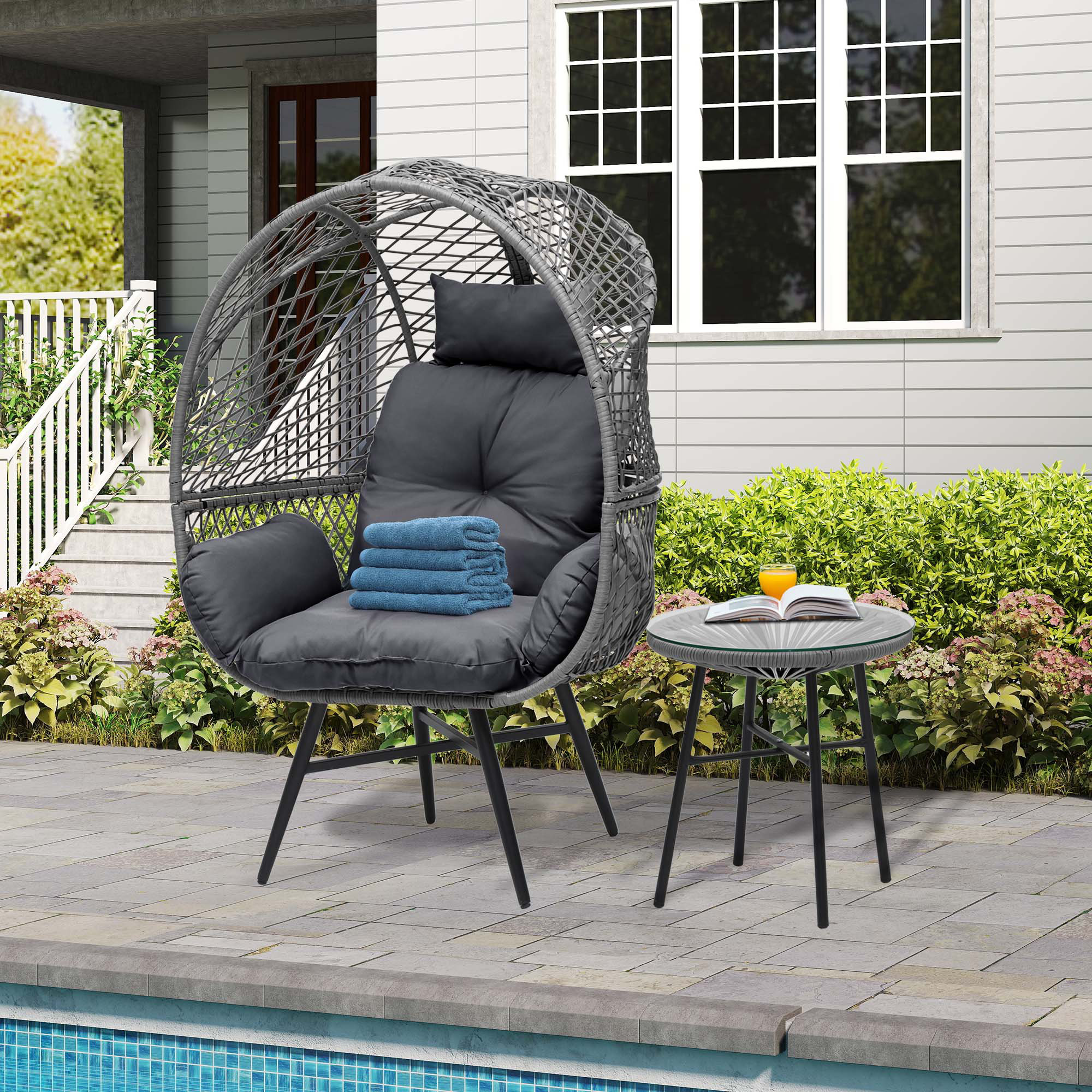 Dakota Fields Egg Chair with End Table Reviews Wayfair