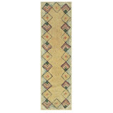 1880s Rustic Beige Open Field Folk Art Runnner Antique American Wool Hooked Rug 2'0" x 7'0"