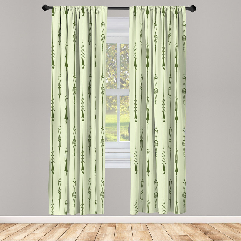 Microfiber Arrow Semi-Sheer Rod Pocket Curtain Panels, 28" W x 84" L, Orange/White