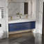 Meuble-lavabo mural de 60 po avec armoire en bois massif Melora, comptoir en pierre naturelle, tiroirs à fermeture en douceur et éclairage de designer DEL Melora-1251430807
