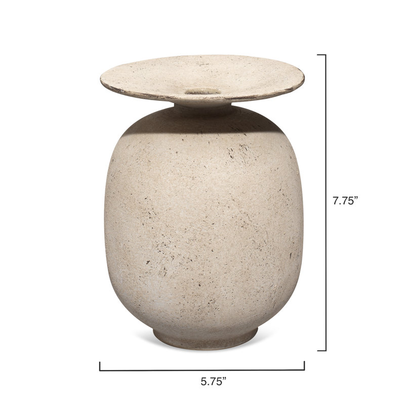 Zandy 7.75'' Handmade Ceramic Table Vase, Off White