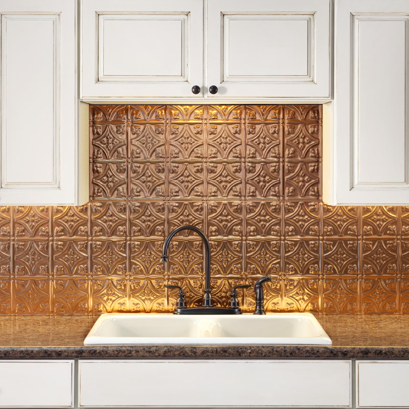 FASÄDE Traditional Style/Pattern 1 Decorative Vinyl Backsplash 15 sq ft Kit, Polished Copper