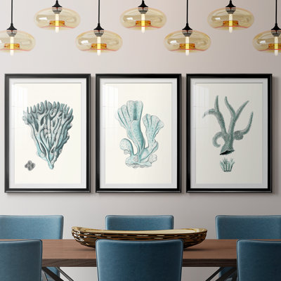 Antique Coastal Coral X  -Custom Framed  Premium Print W Matt - 3 Pieces