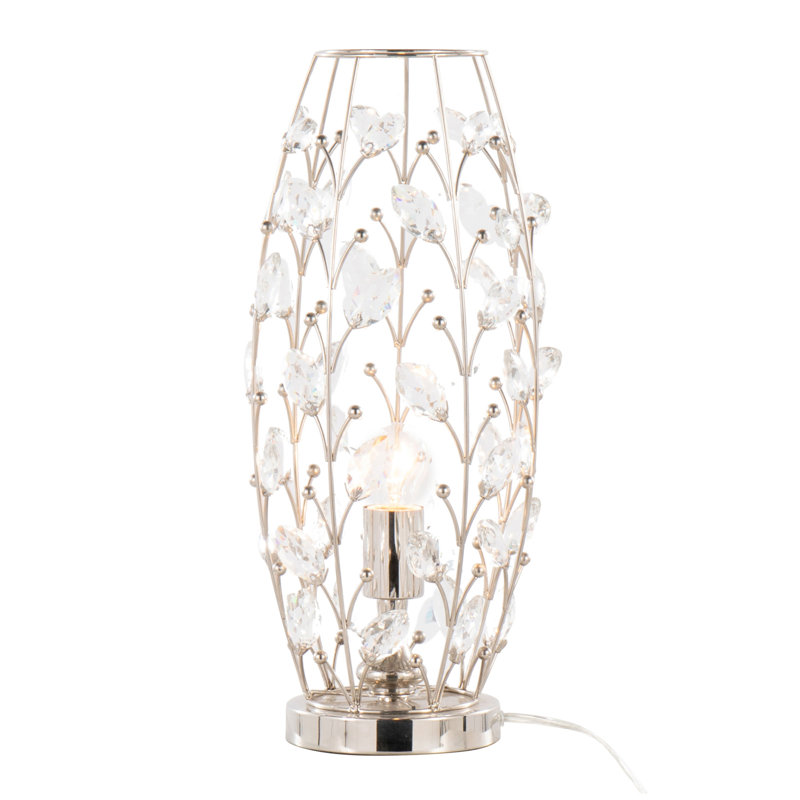 Crystal Buds 18" Contemporary Metal Uplight Lamp in Polished Nickel with Clear K9 Crystal Accents from Grandview Gallery by LumiSource