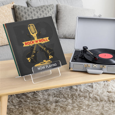 Americanflat 7.8x7.5 Now Playing Vinyl Record Stand - Clear Acrylic Now Playing Sign Holds Up to 19 Records