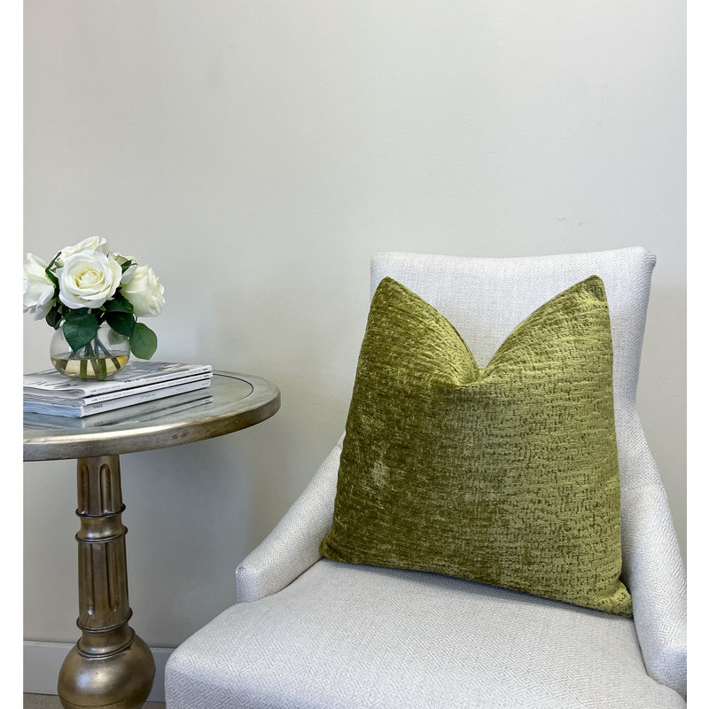 Housse de coussin en chenille unie, Vert, H 20 po x l 20 po 1