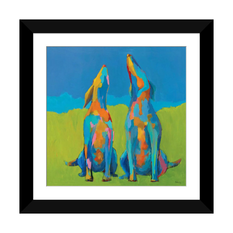 « bébé hurlant hounds », reproduction d’art sur toile, H 24 po x l 24 po x P 1 po, Papier beaux-arts encadré noir, Blanc