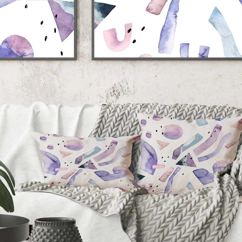 Minimal Lavender Purple Elements Retro II -1 Patterned Printed Throw Pillow