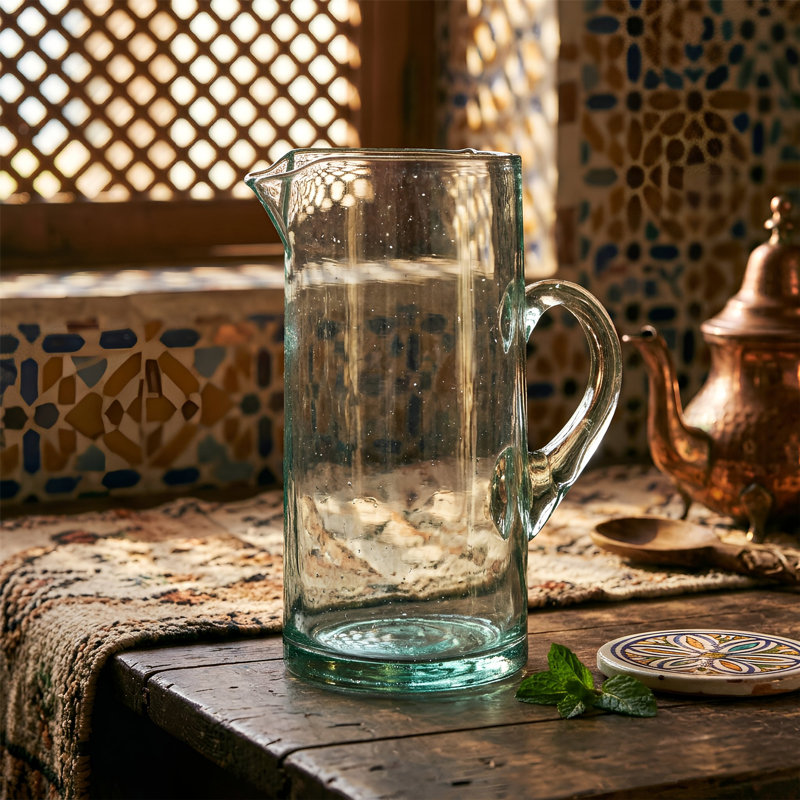 Nicola Spring Jebel Recycled Glass Pitcher Jug, Transparent