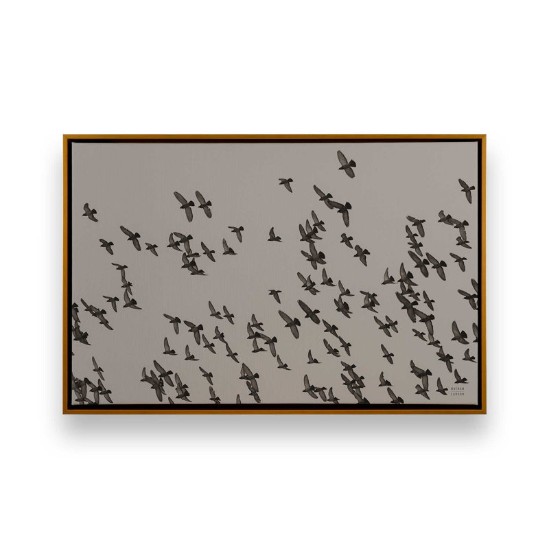 «Flock II» par Nathan Larson, reproduction d'art sur toile, H 20 po x l 30 po, Cadre flottant, Doré