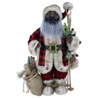16“ Ethnic Buffalo Plaid with Sack Santa