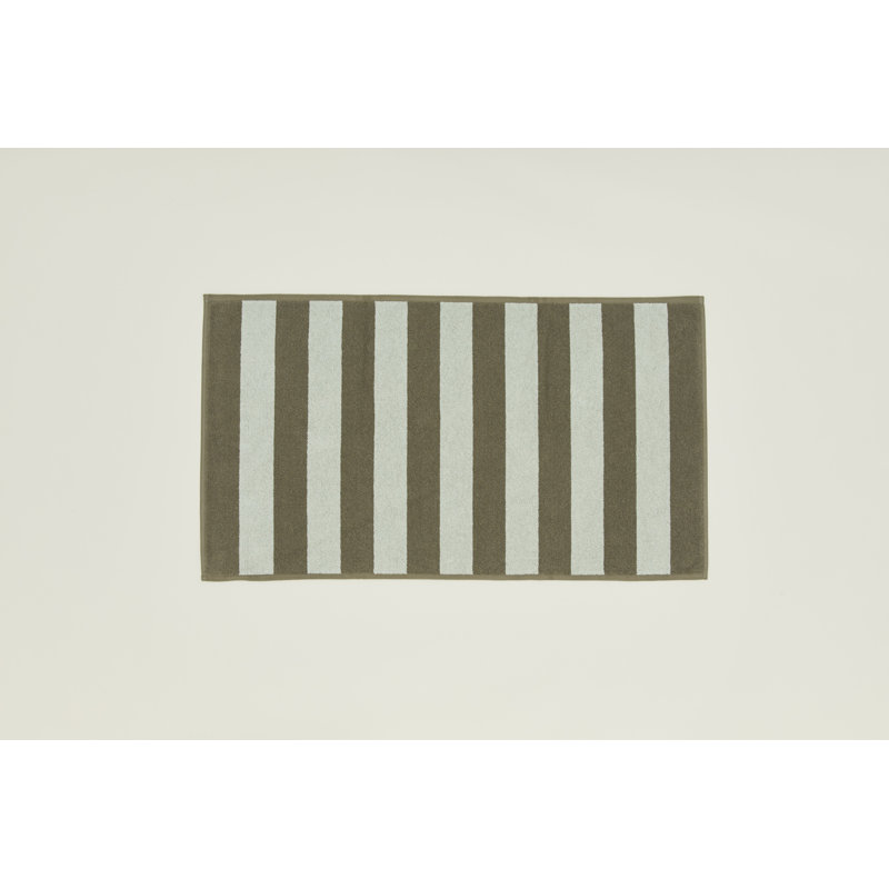 Simple Striped Terry Bath Mat, Ivory/Flax