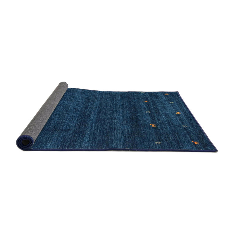Tapis de zone bleu marine contemporaine, Rond 7 pi