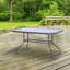 Oval Metal Outdoor Dining Table With Umbrella Hole , 140cm cm W 80cm cm D