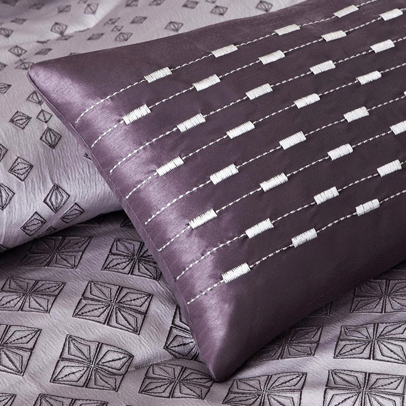 King Comforter Purple - Detail, Brushed , Machine Washable Pillows Size Pattern, Reverse,, Purple