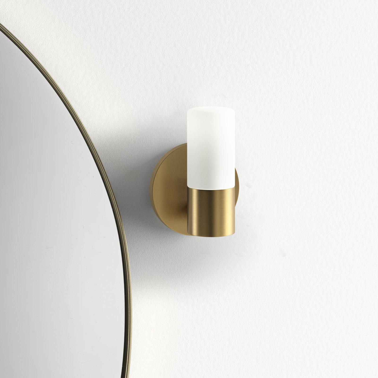 Otto Single Light Glass Dimmable Armed Sconce, Aged Brass