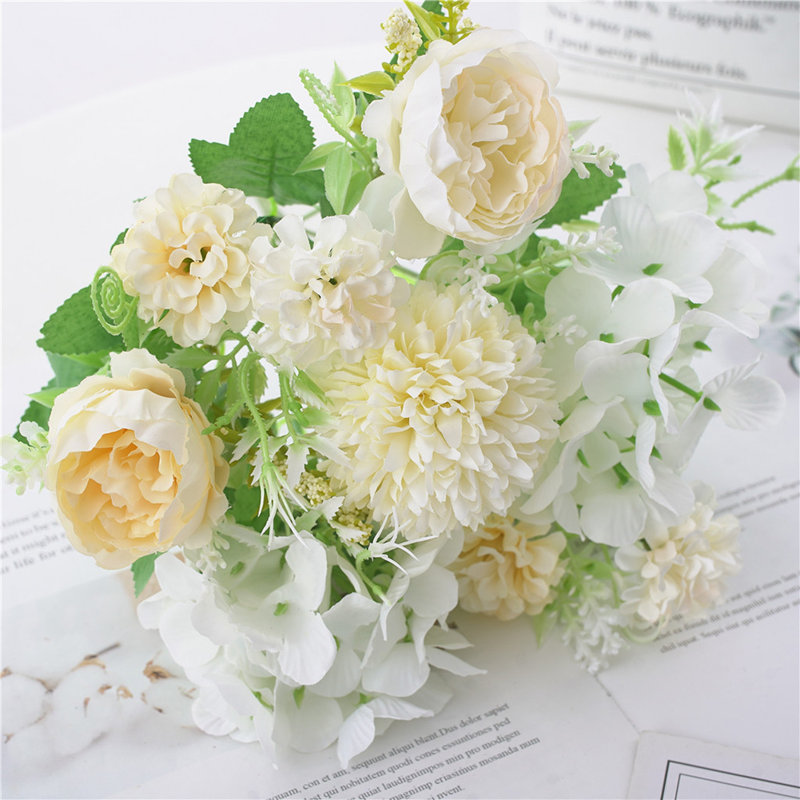 2 PCS fleurs de pivoines artificielles fausses pivoines bouquet d'hortensias pour pièce maîtresse décoration de fête de mariage