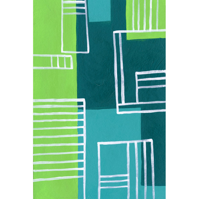 On The Line III - Painting, 30 cm H x 46 cm W, Black Floater Framed