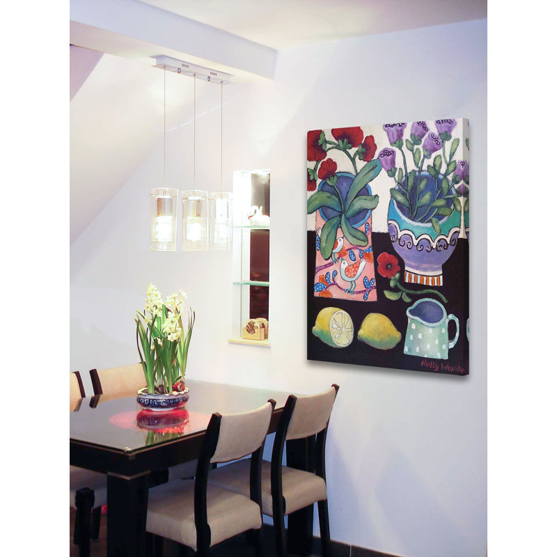 «Flowers Happy Still Life With Lemon» par Holly Wojahn, reproduction sur toile tendue, H 10 po x l 16 po x P 1,5 po