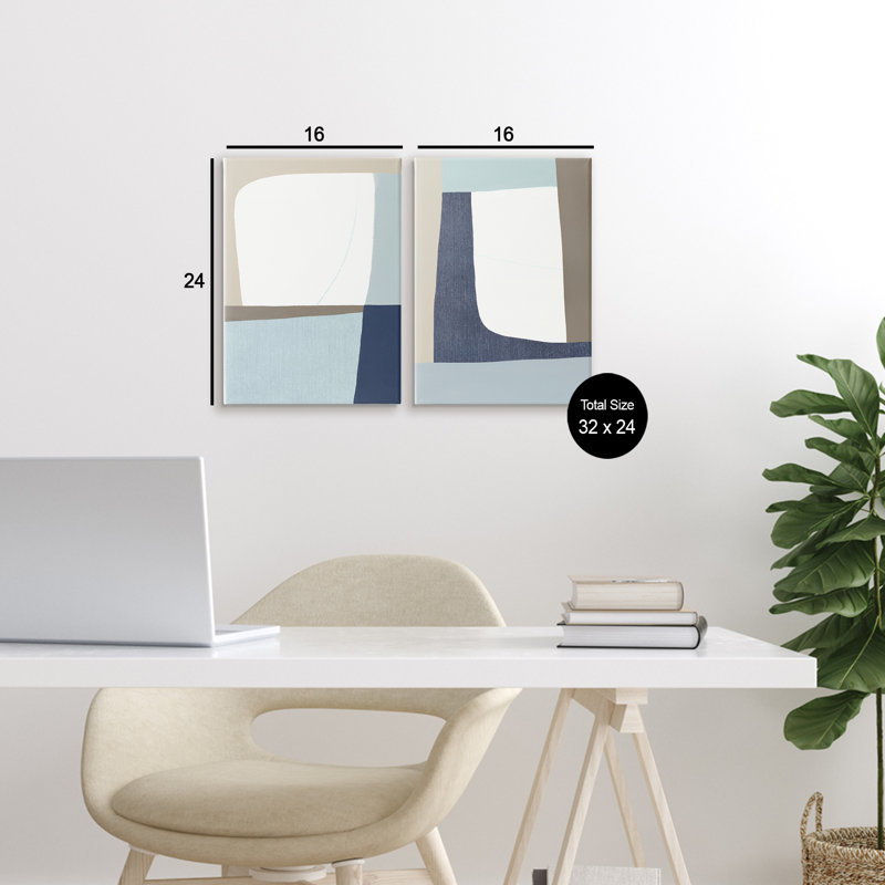 Ensemble de toiles 2 pièces Minimal Natural Flow, design par Hannah Dawson, H 24 po x l 16 po