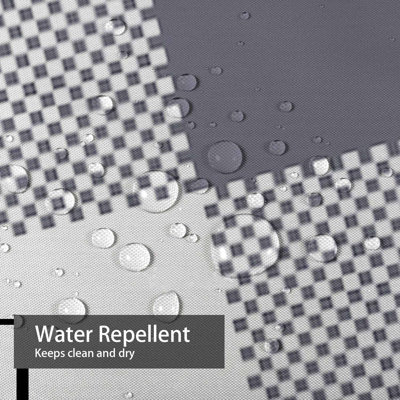 Rideau de douche sans couture à motif écossais gris et blanc avec 12 crochets