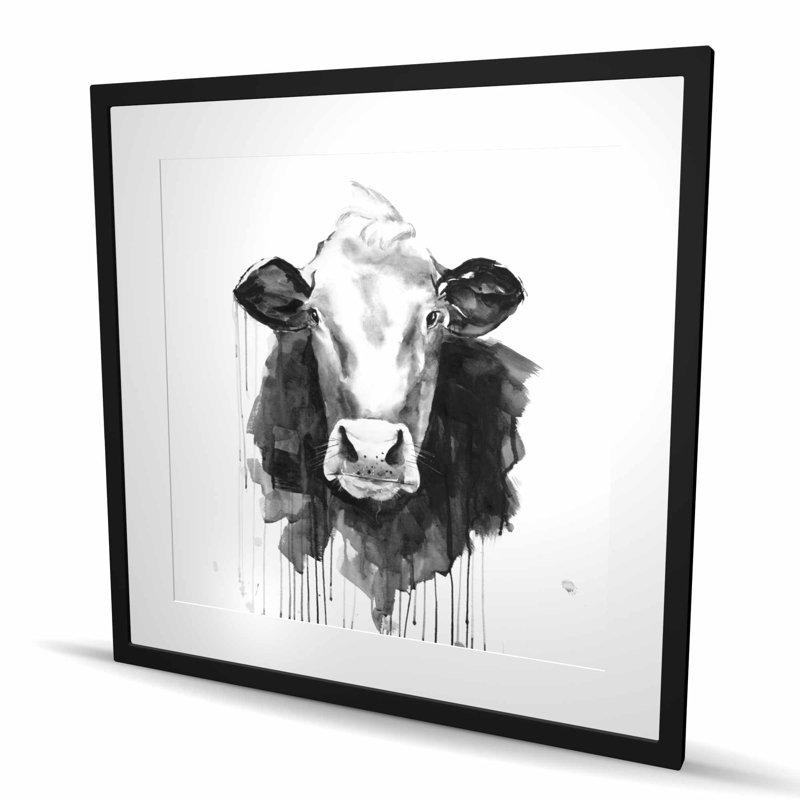 Imprimé mat de cuisine de vache, H 36 po x l 36 po, Noir