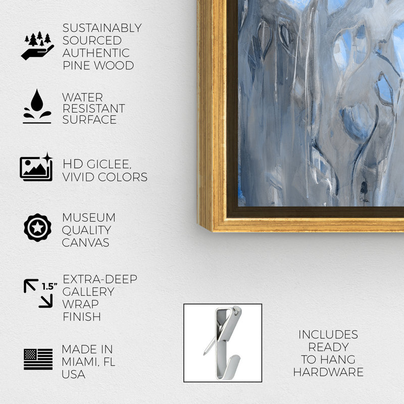 Butterfly Dance - Print on Canvas, 40" H x 40" W x 2" D, Gold Framed Canvas