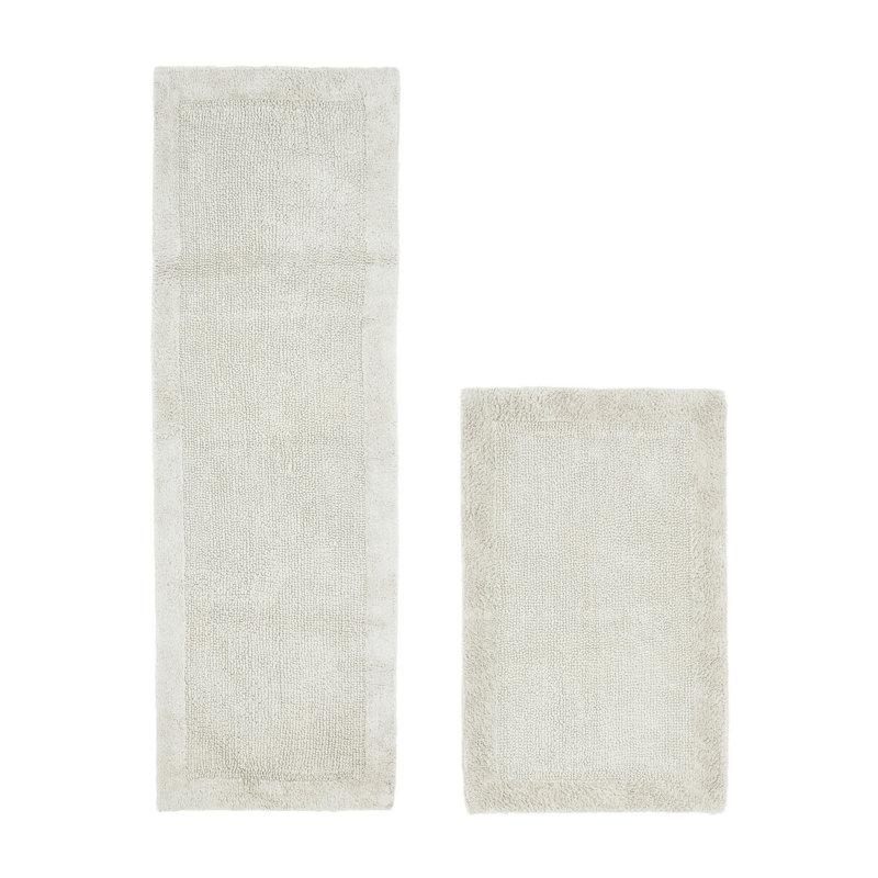 Ensemble de tapis pour salle de bain réversible 2 pièces Moriceau, 2 pièces (24 po x 40 po | 20 po x 60 po), Ivoire ivoire