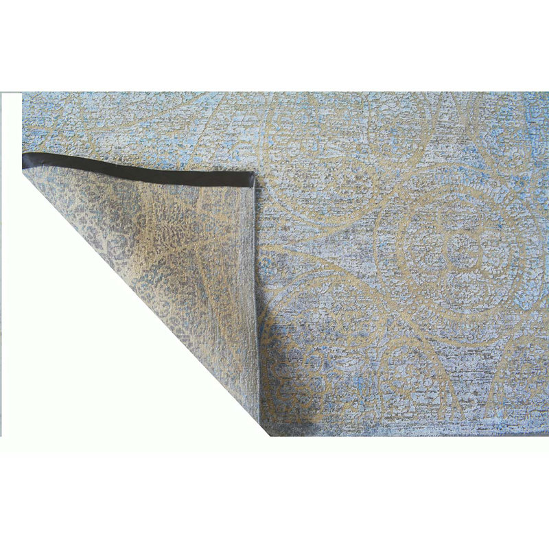 Handmade Silk and Wool Abstract Area Rug, Rectangle 8' x 10'