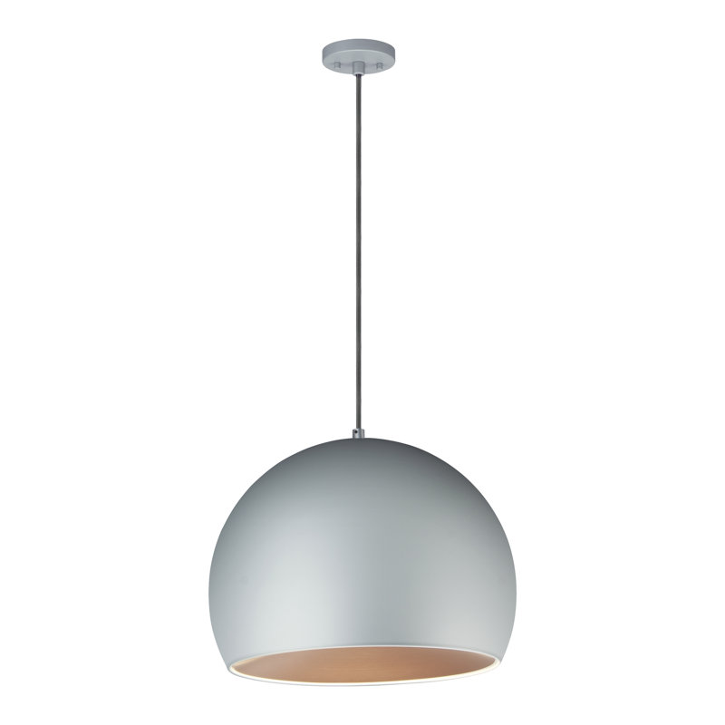Luminaire suspendu en forme de dôme à 1 lumière DEL Nelle, H 14,5 po x l 19,75 po x P 19,75 po, Gris foncé / café