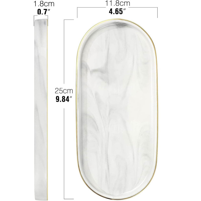 Tray, Marble White/Gold