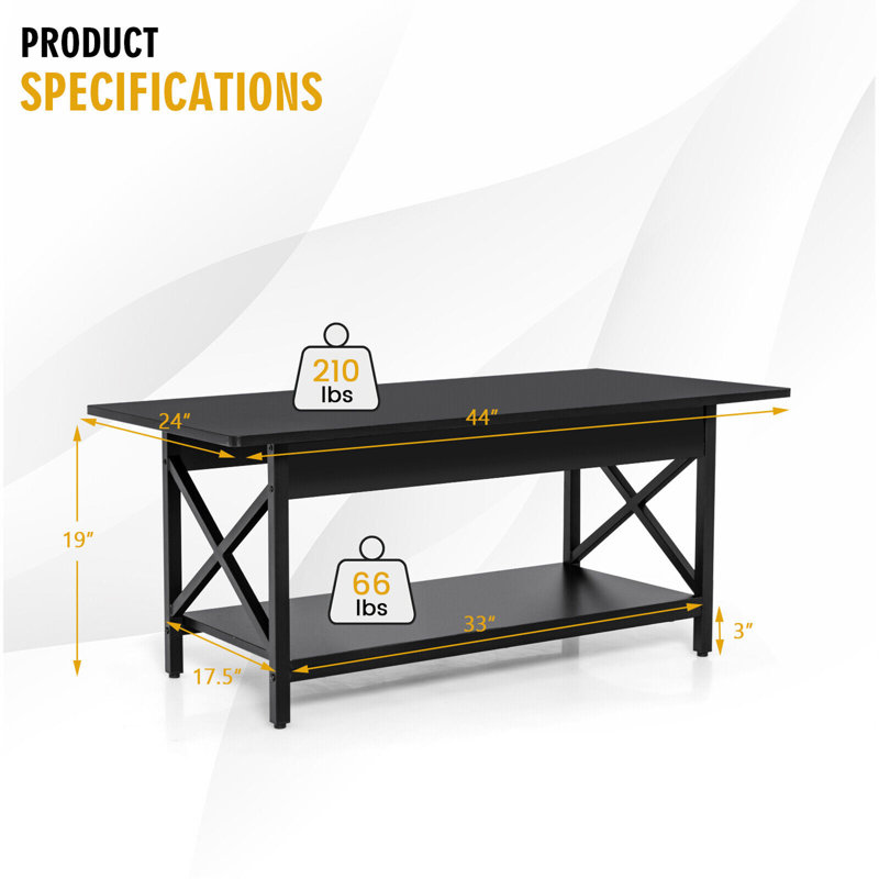 Table basse avec rangement en acier Poulson, Noir