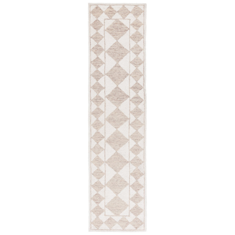Tapis géométrique touffeté à la main Wharton, Tapis de couloir 2 pi 3 po x 9 pi
