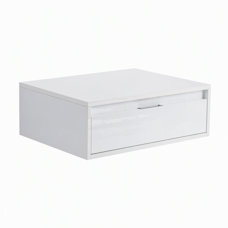 Meuble-lavabo flottant blanc brillant 24 po avec tiroir à fermeture douce, meuble-lavabo seulement